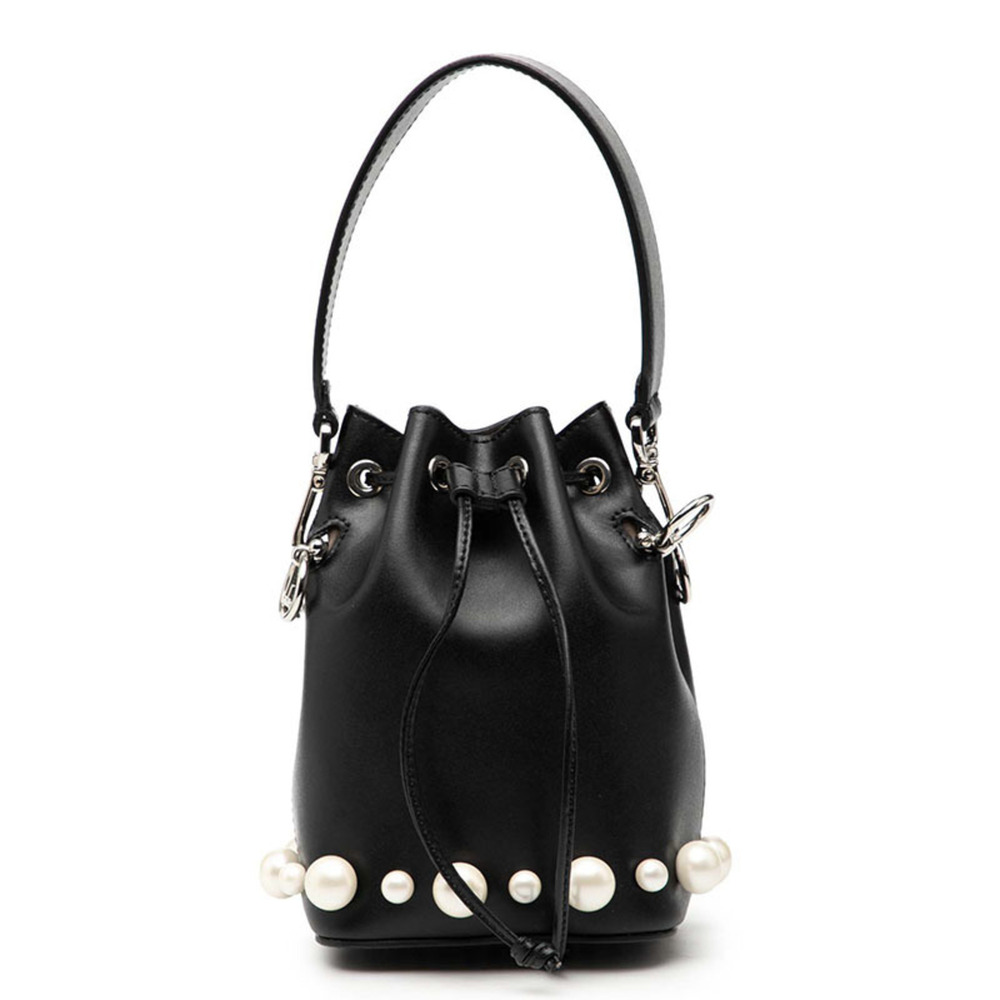 Fendi Mini Montresor Handbag 8BS010 Black Leather Faux Pearl Women's FENDI